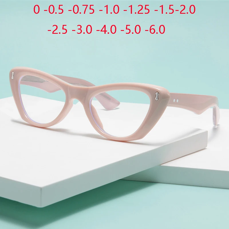 

Pink Frame Cat Eye Computer Optical Spectacles Women Anti Blue Rays Prescription Glasses For The Nearsighted 0 -0.5 -0.75 To -6