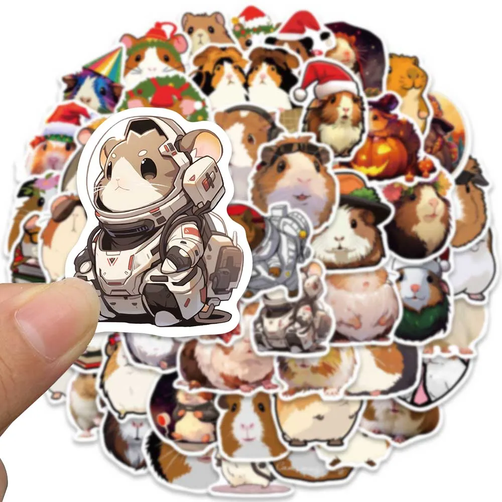 50pcs Cute Cartoon Animal Guinea Pig Cavy Stickers For Laptop Phone Guitar Luggage Diary Waterproof Graffiti Vinyl Decals