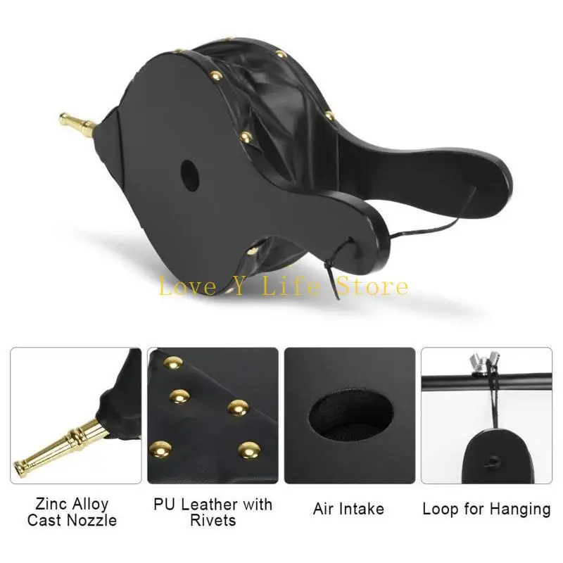 L74C Blower with Hanging Strap Multifunctional Black Fireplace Bellows Indoor for BBQ, Outdoor Camping, Stove