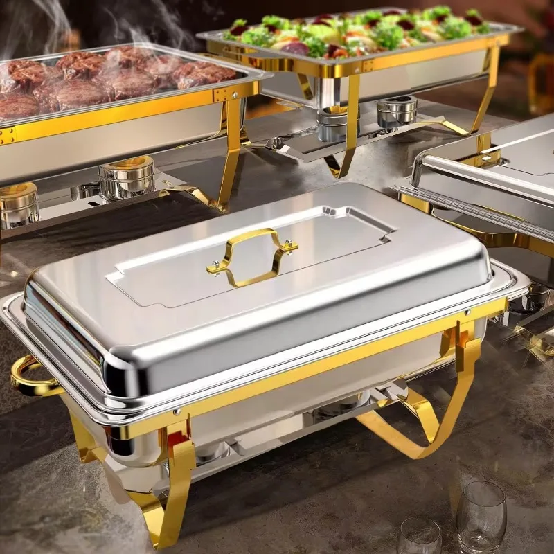 Stainless Steel Chafing Dish,Foldable Buffet Food Warmer, Commercial Food Heating Container For Hotel Restaurant Catering Supply