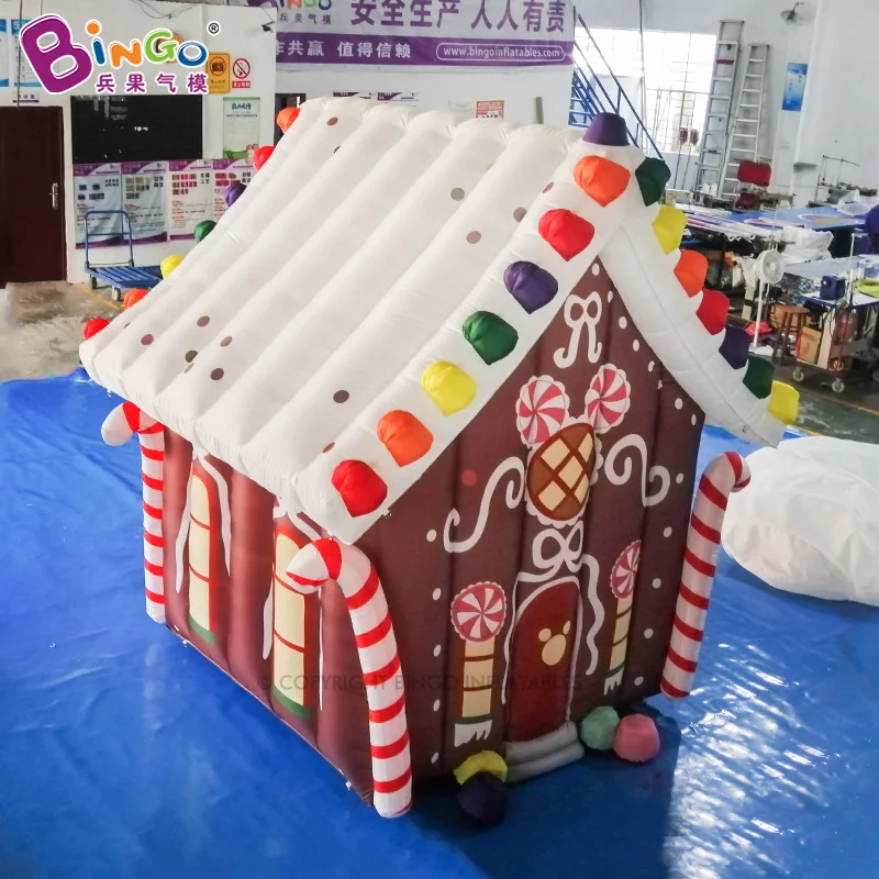 

Customized Inflatable Xmas Villa For Christmas Party Decoration 2.7x2.7x3 Meters Giant Blow Up Candy House Toys