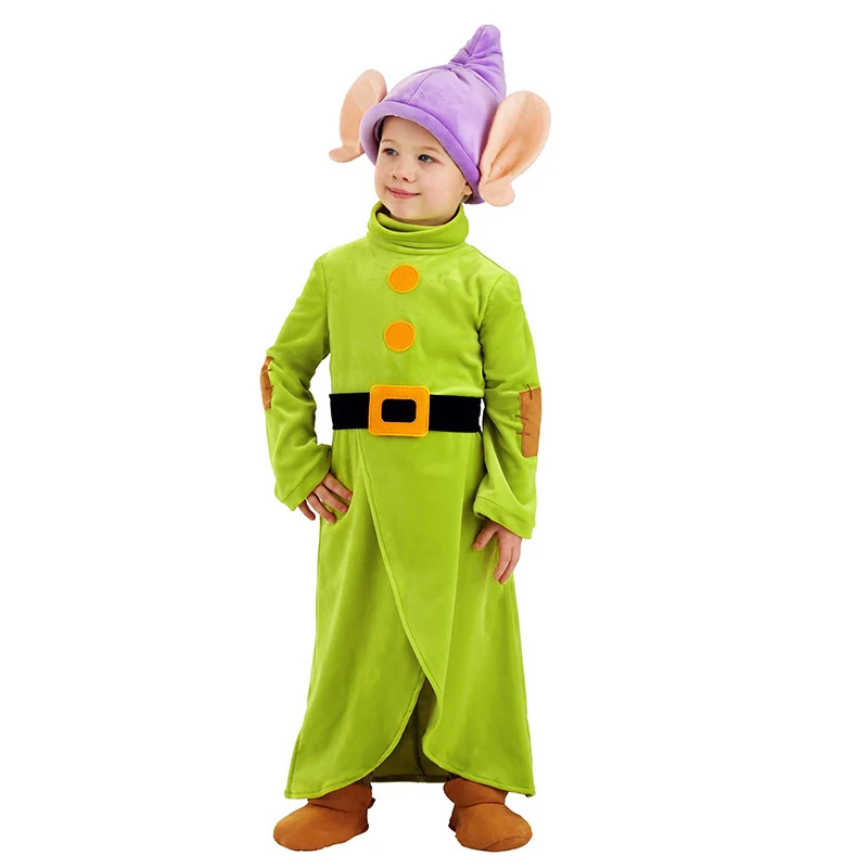 Disfraz de elfo de Halloween para niños, mono de enanitos, disfraces de carnaval, película de Navidad, Purim, juego de rol, fiesta, ropa de 4 piezas