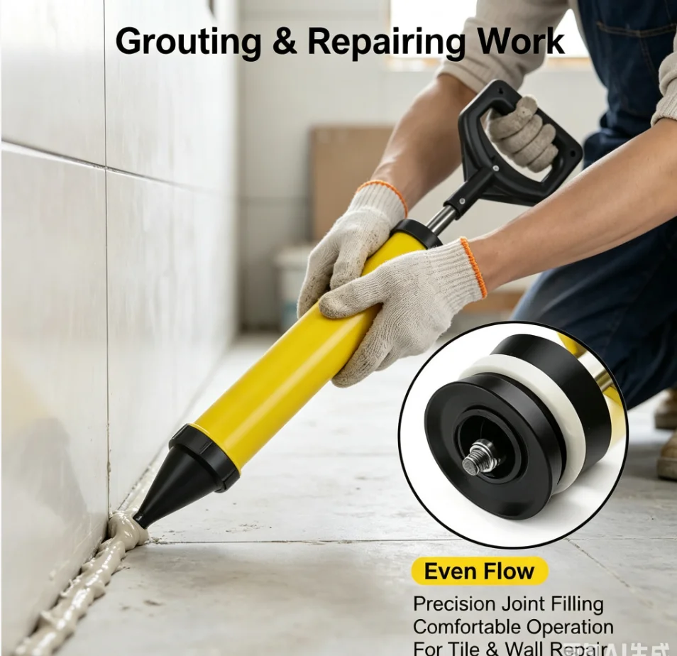 New Grout Filling Tools Applicator Hand Tools With 4 Nozzles Caulking Gun Grouting Mortar Sprayer Cement Lime Pump