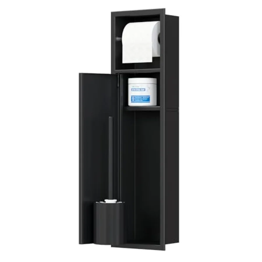 

Встраиваемый держатель для туалетного ершика из нержавеющей стали SUS304, матовый черный, 4 отделения, для ванной комнаты