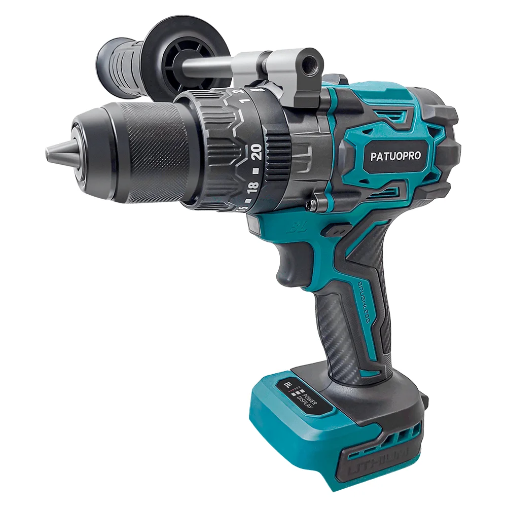 PATUOPRO 13mm Cordless Brushless Electric Drill 220N.m Handheld Screwdriver Ice Drill Power Tool For Makita 18V Battery