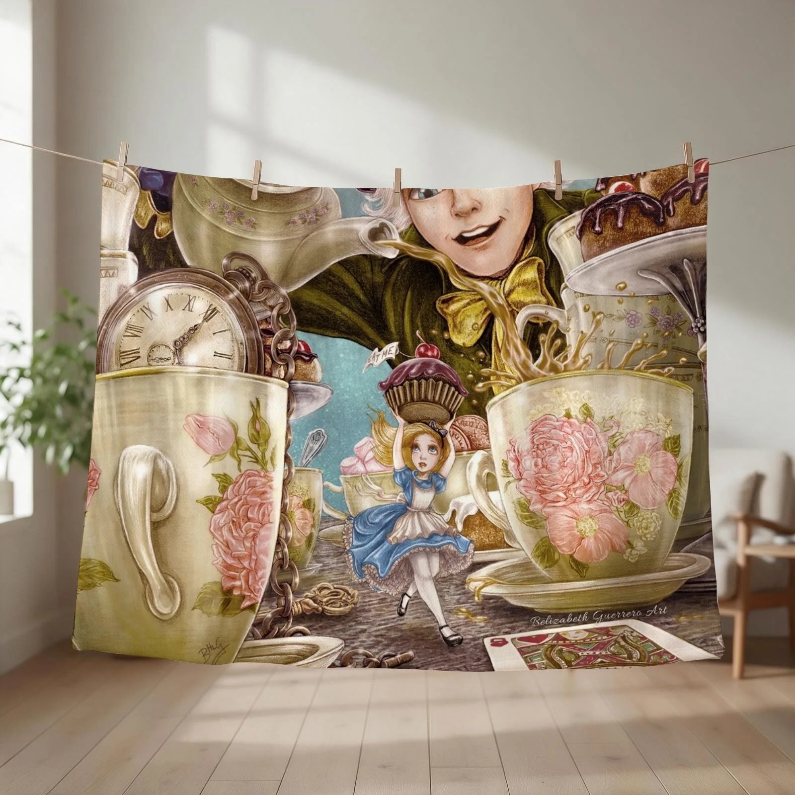 Alice Mad Tea Party Throw Blanket couch cozy soft plush fuzzy picnic outdoor blanket