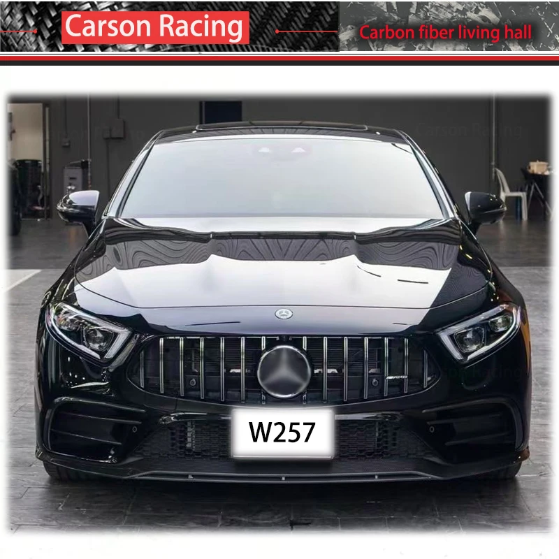 For Mercedes Benz CLS Class C257 CLS260 300 350 2019 UP Real Carbon Fiber Front Bumper Lip Spoiler Diffuser