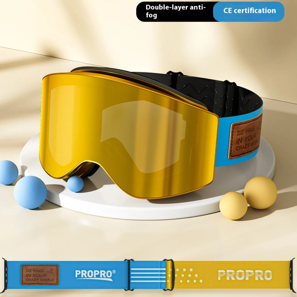 PRO Winter Professional Ski Goggles Cylindrical large field View Men's and women's snowboard Double layered anti fog ski Goggles