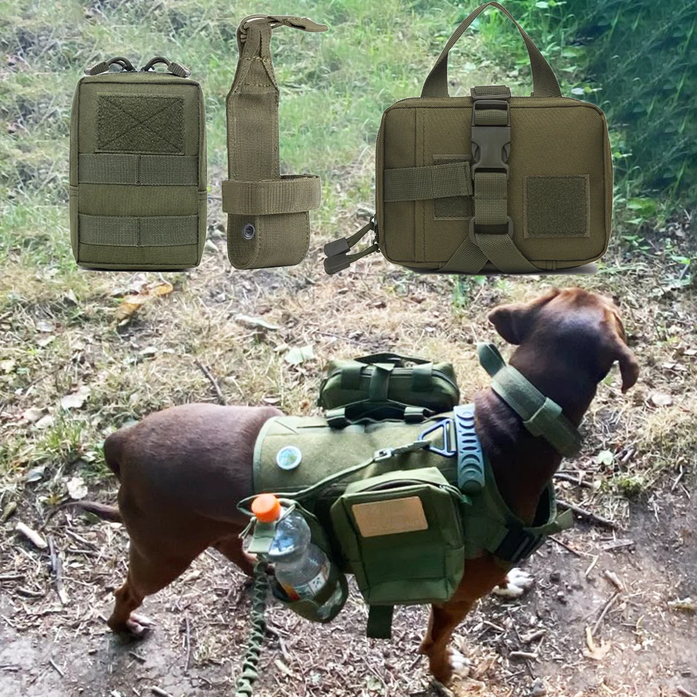 Multifunctional Dog Tactical Bag Set 3-Piece Set Can Be Fixed on the Strap Sticker Detachable Military Vest Bag Accessories