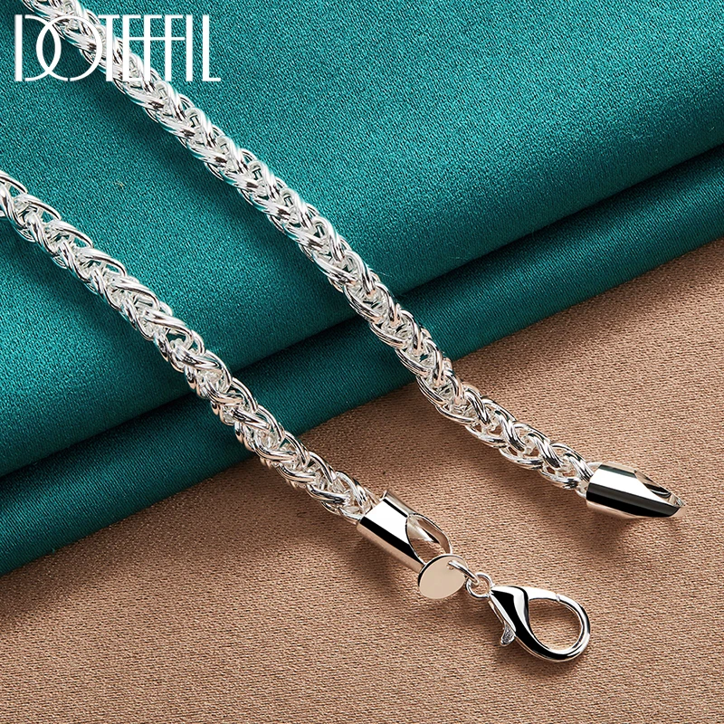 DOTEFFIL 925 Sterling Silver 8mm Chain Necklace For Man Women Fashion Wedding Party Charm Jewelry