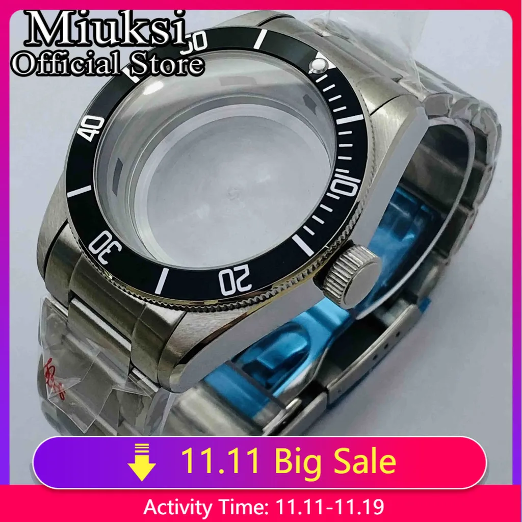 

Miuksi 41mm silver watch case sapphire glass fit NH35 NH36 ETA2824 2836 Mingzhu DG2813 3804 Miyota8205 8215 821A PT5000 movement