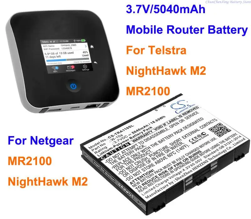 Cameron Sino 5040mAh Hotspot, Mobile Router Battery W-10a for Telstra NightHawk M2, MR2100, For Netgear MR2100, NightHawk M2