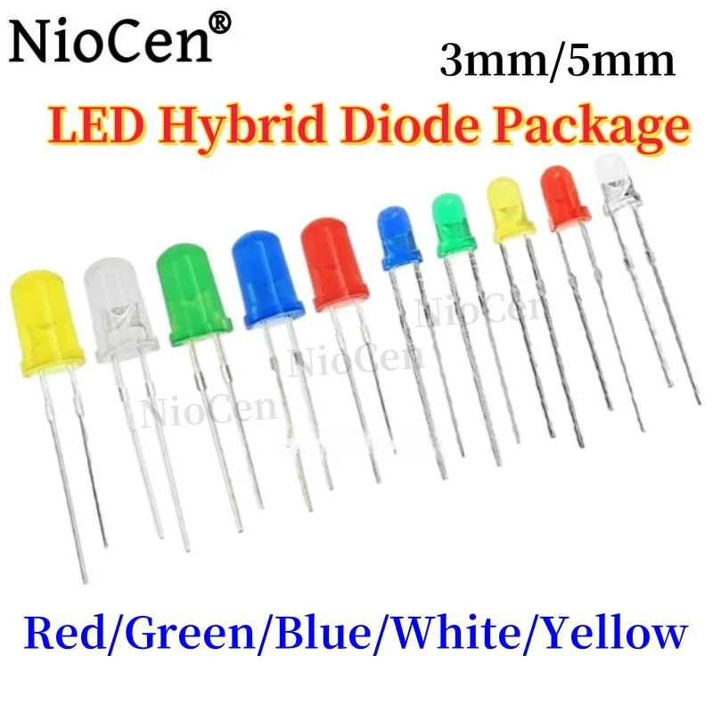 

Light emitting tube package 3mm/5mm red/green/blue emitting blue/white/yellow LED hybrid diode package