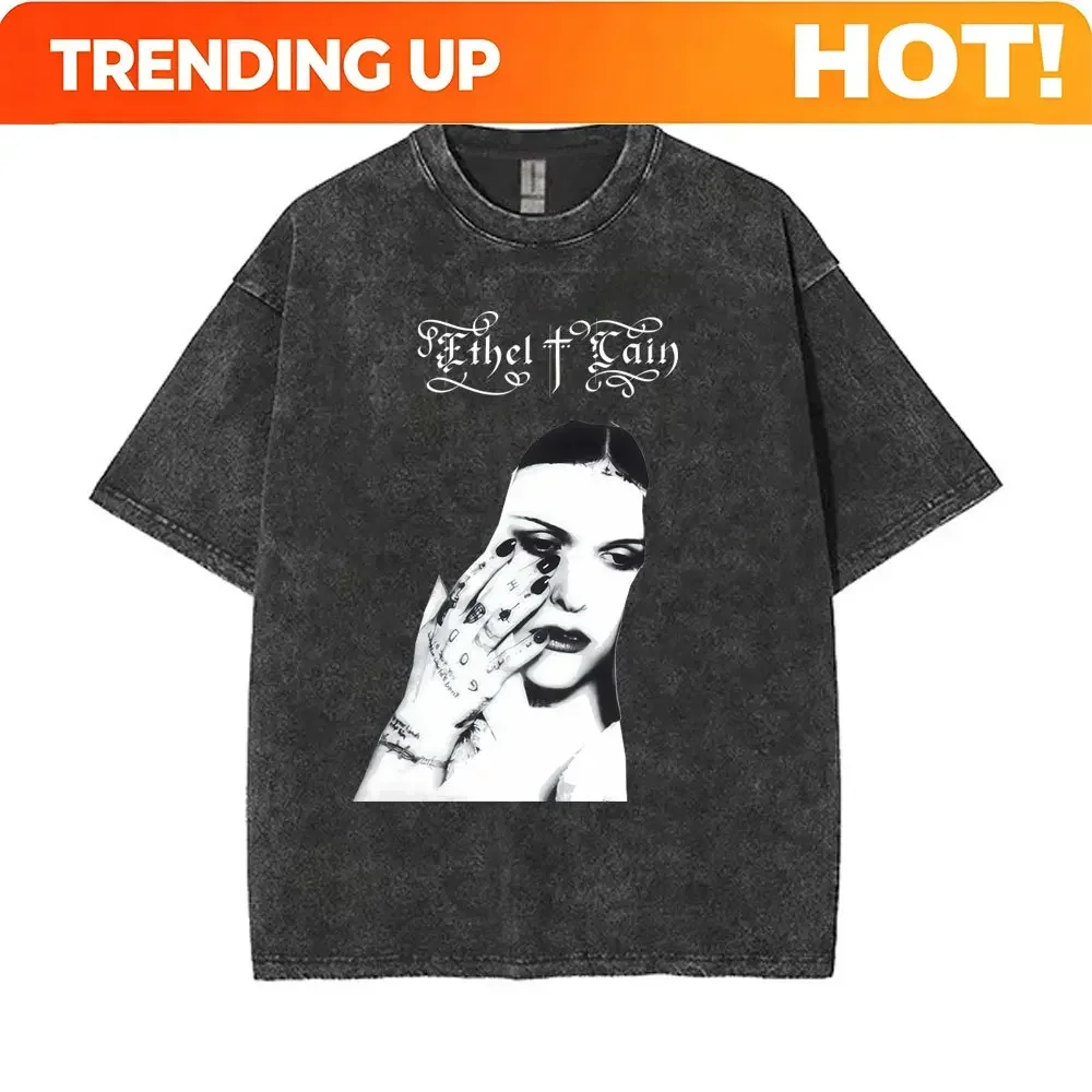 Customization Tshirt Men Clothing New Top Tees Mens T-Shirt Washed‌ Vintage Ethel Cain Perverts Vacillator Close The Door Let Me