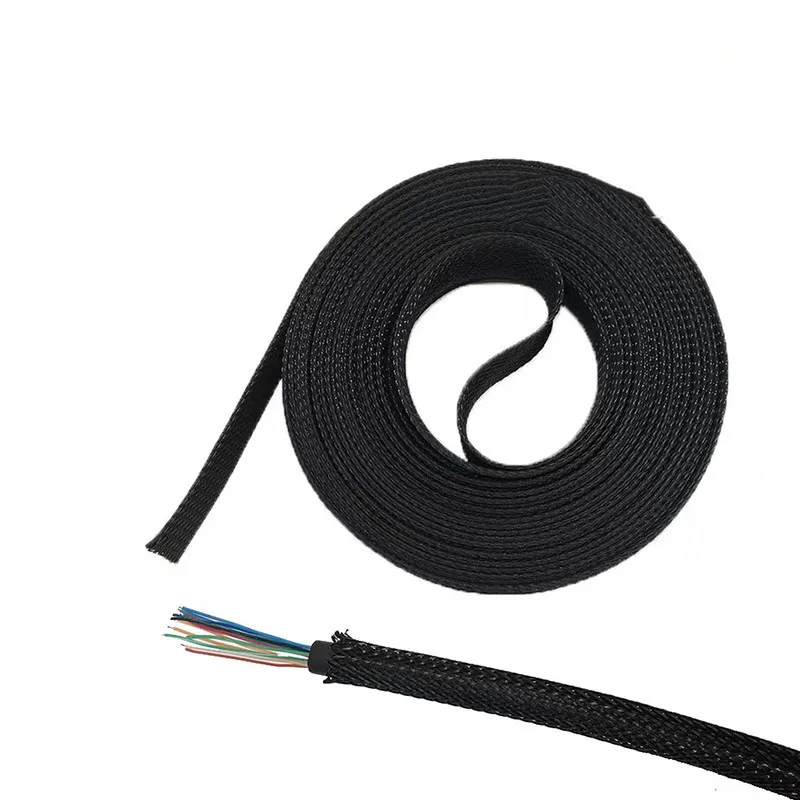 5M Black Insulated Braid Sleeving 4/6/8/10/14/20/25mm  Expandable Stretch PET Wire Cable Gland Protection Cable Sleeve