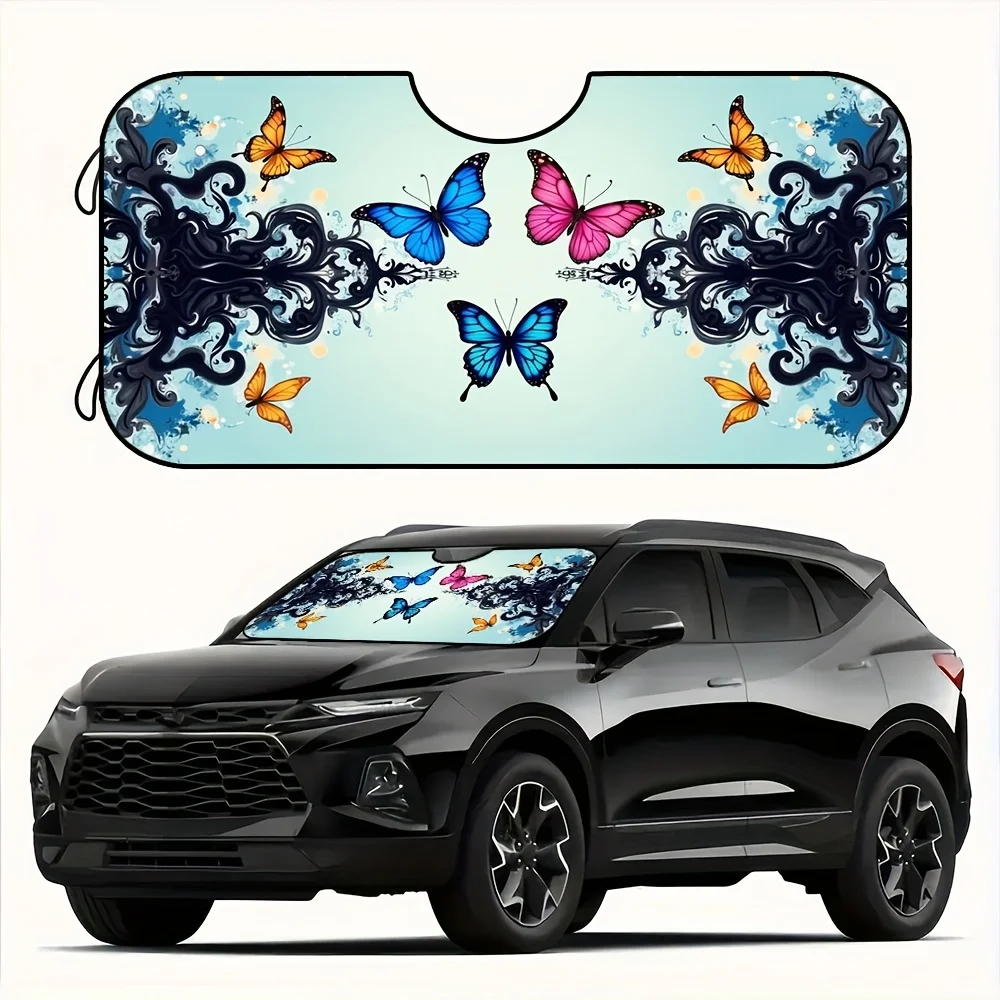 

1 шт., милый солнцезащитный козырек с бабочками и бонусным чехлом на руль, складные солнцезащитные блоки с максимальными лучами