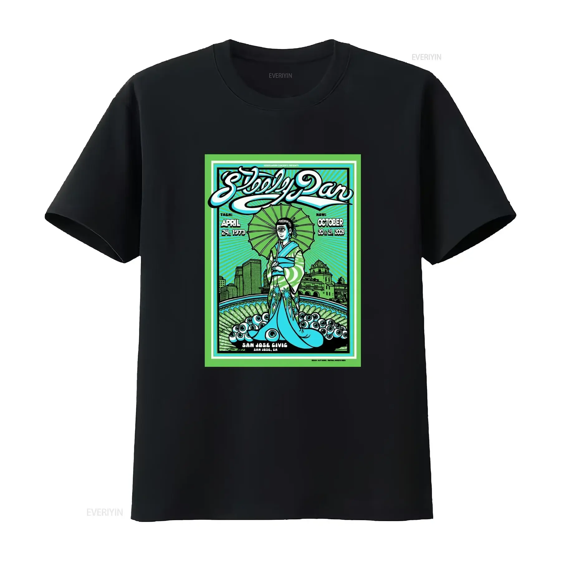 Vintage Retro Steely Dan Rock Band Psychedelic Geisha Print Casual T Shirt vintage Washed designer clothes homme Comfortable