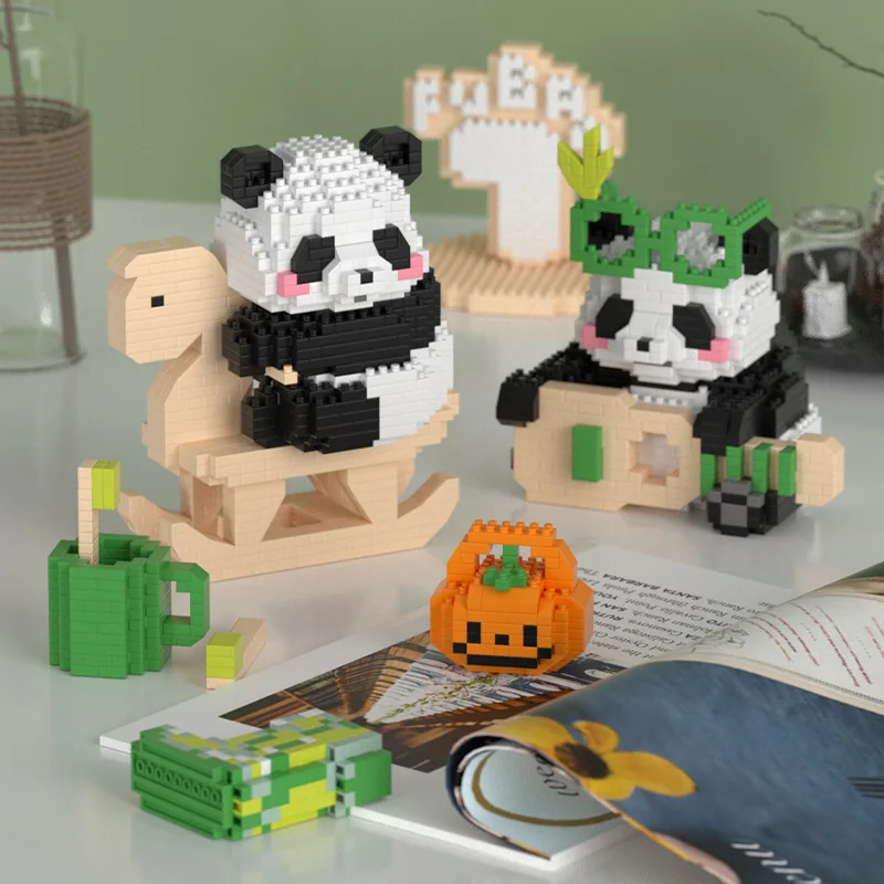 Bloques de construcción de Panda 3d para niños de 4 a 6 años, juguete educativo para niños, Micro bloques de construcción, juguete de ladrillo,