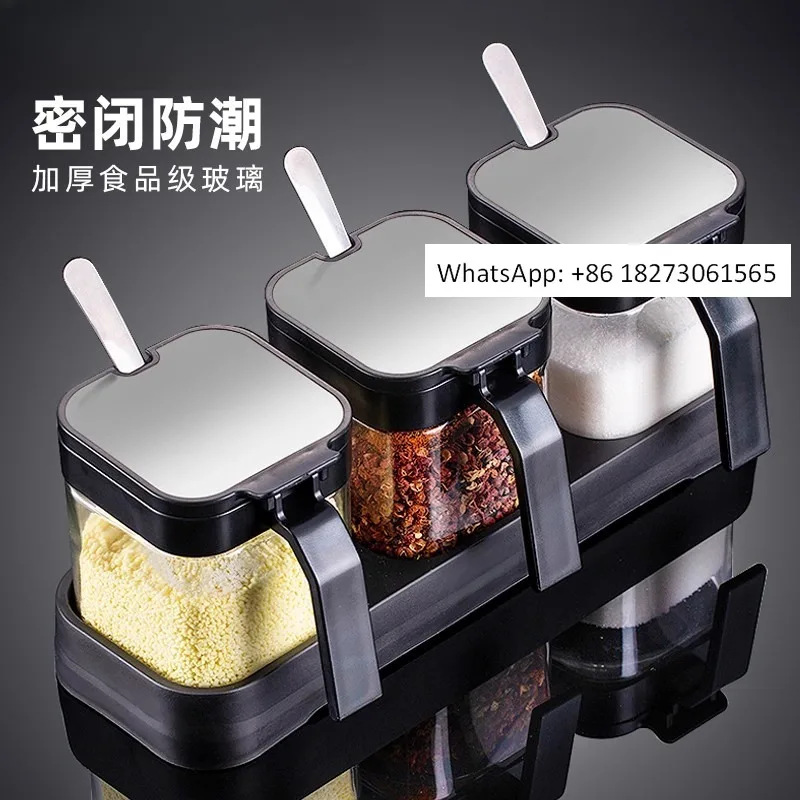 

Seasoning Box Set Household Kitchen Storage Box Jar Seasoning Bottle Flavor Salt Jar