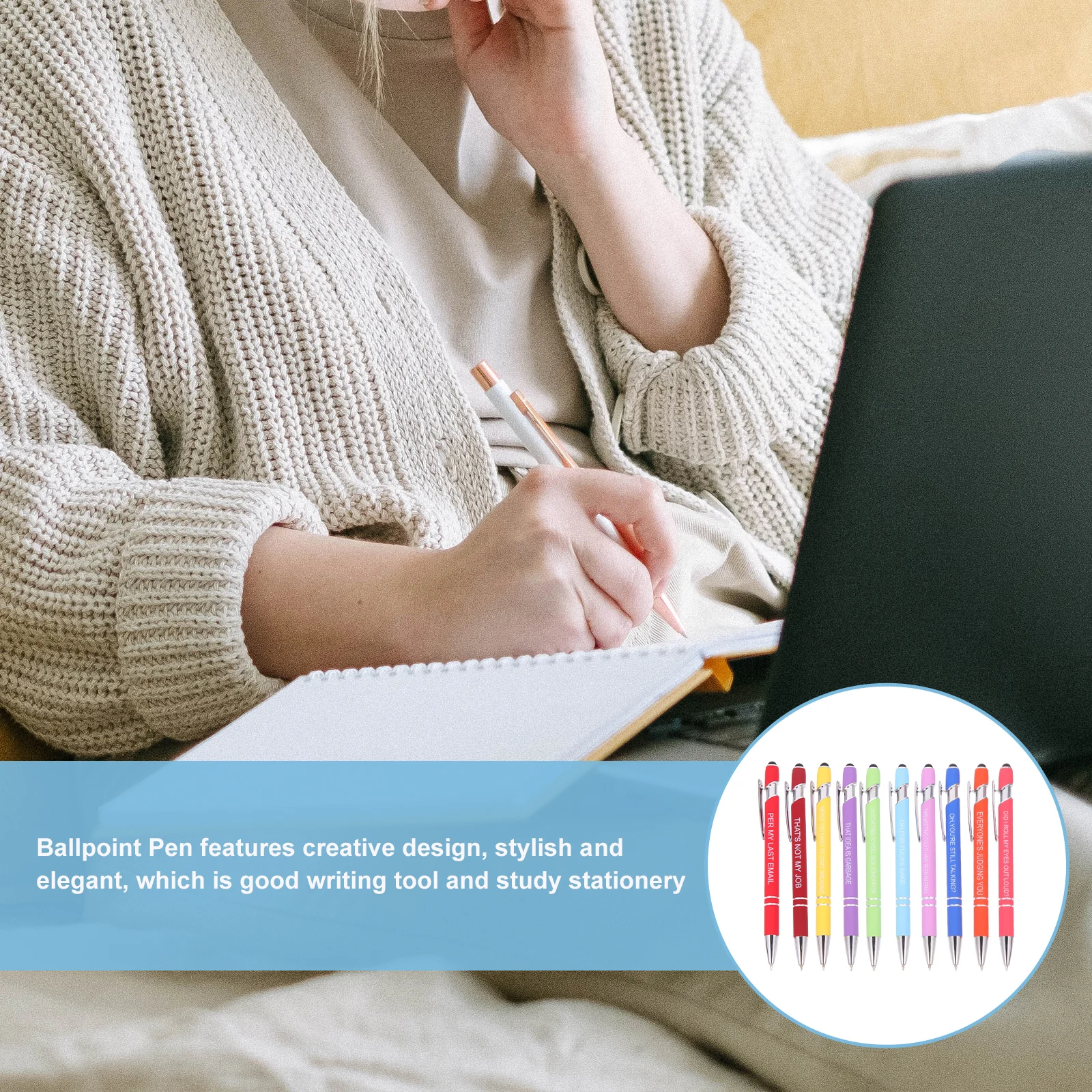 

10 шт., набор вдохновляющих ручек с цитатами, шариковые ручки, гладкое письмо, удобная ручка для ежедневного использования, офисное исследование, необходимые для взрослых