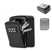 Metal Key Lock Box Outdoor Wall Mounted Keychain Storage Box 4 Digit Combination Password Security Lock Storage Secret Safe