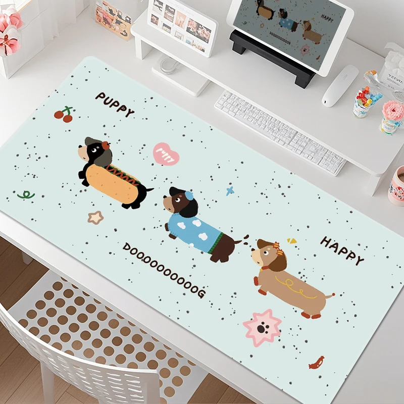 

Cute puppy mouse pad, oversized high-value office workstation, computer keyboard