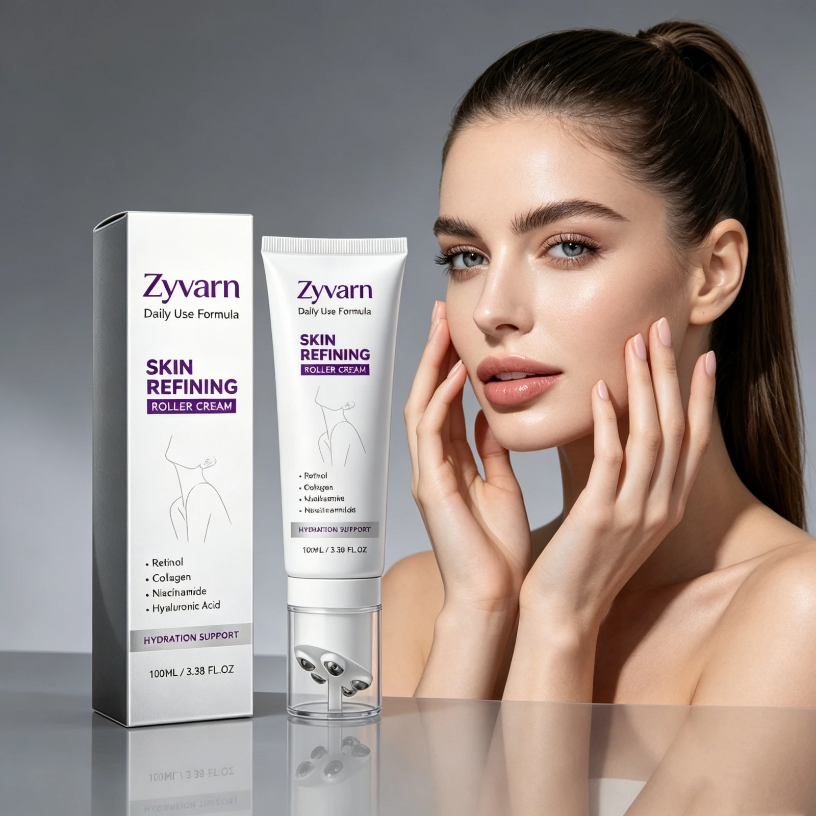 Anti-Aging Firming Facial Cream Roll-On Massage Design Reduce Fine Lines Anti-Wrinkle Skin Care Moisturizing Lifting Face Cream