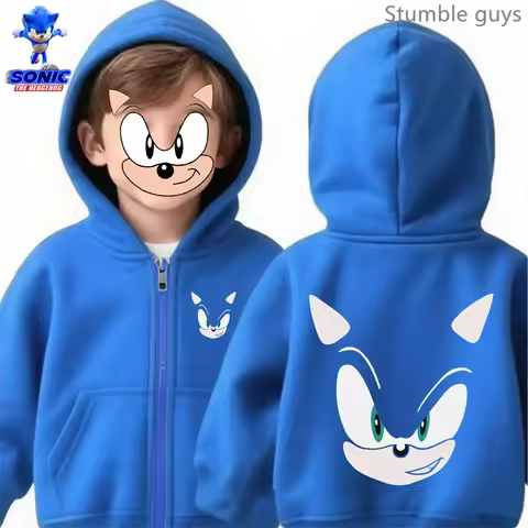 Kids Sonic The Hedgehog Zip Hoodie Spring Autumn Boys Girls Sportswear Soft Fans Wear