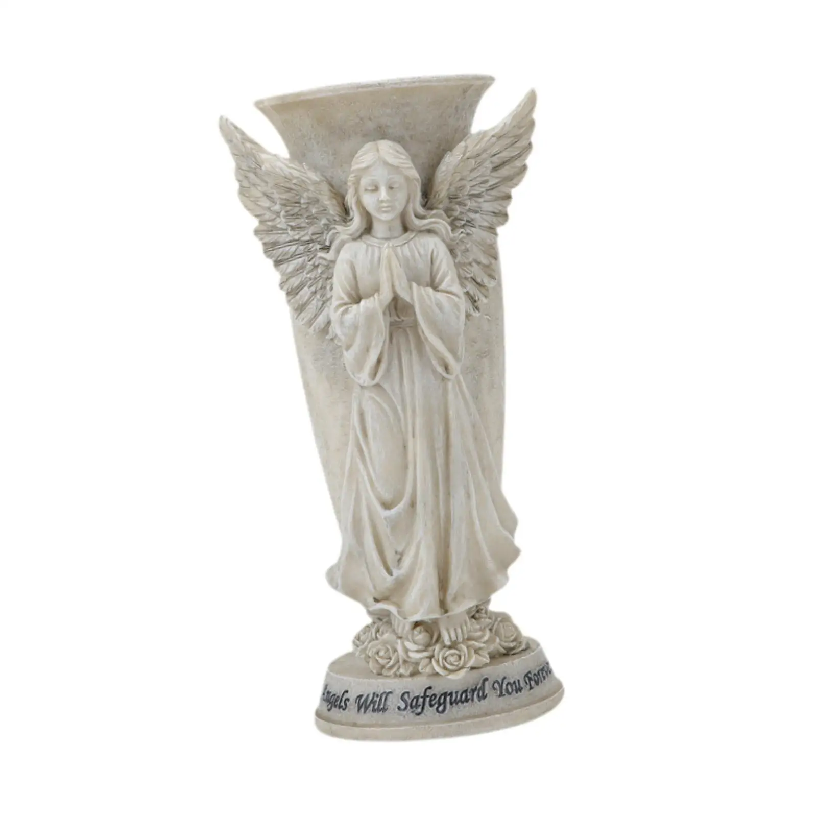 Angel Pray Flower Vase Creative Remembrance Sturdy Memorial Vase with Drainage Hole for Loss of Loved in Cemetery