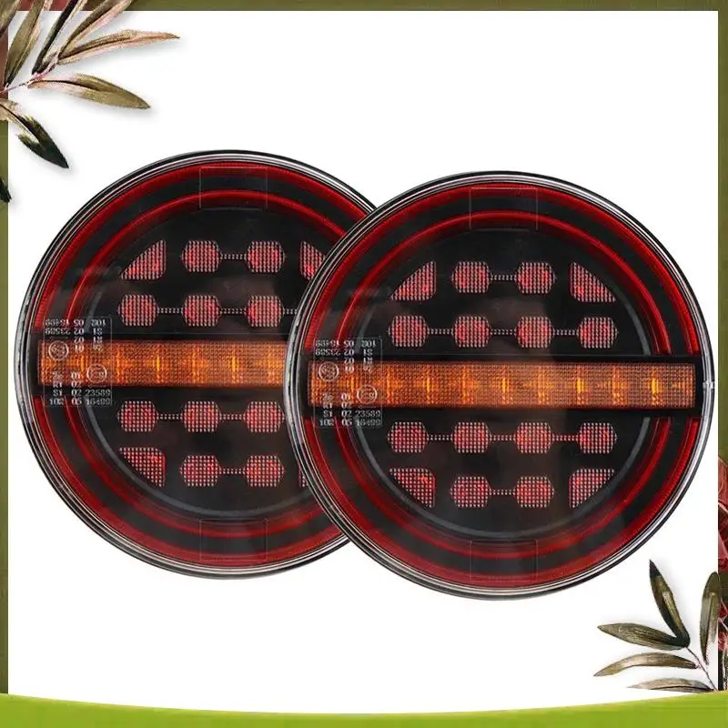 AB98-5.3Inch Round LED Truck Trailer Light Rear Brake Light DRL Flow Turn Signal Light For Truck Ships Van Boat Lorry