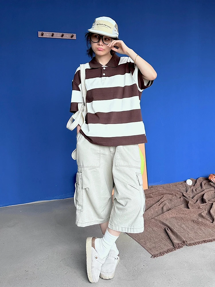 American Retro Workwear orts Men's Summer Straight Loose Wide Leg Light Casual Seven-Foot Pants M Model Cotton 00%