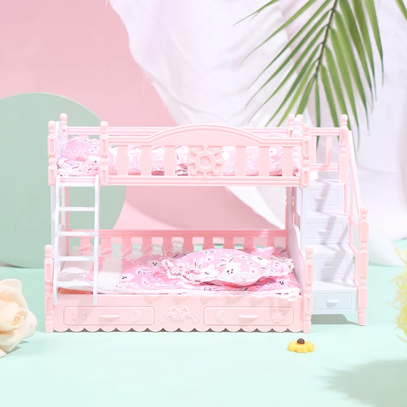 Puppenhaus Miniatur Simulation europäische Prinzessin Doppelbett Puppe Möbel Spielzeug für Barbie Puppe Zubehör