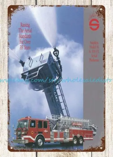 fire truck equipment fire engine Aerial Platforms metal tin sign metal  wall art