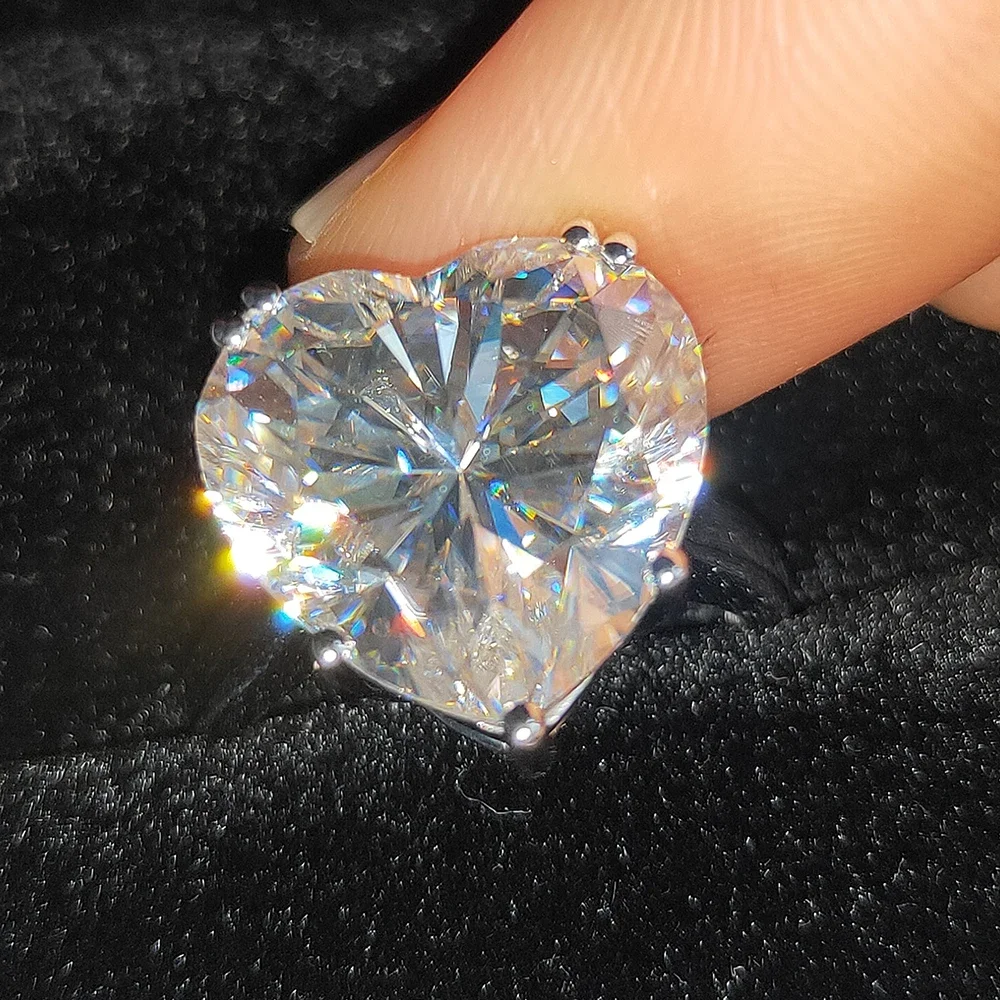 real 18K Gold Ring 1 3 5 6 8  10Carat DVVS1 Heart Moissanite Diamond Ring Round Wedding Party Engagement Anniversary Ring Trendy