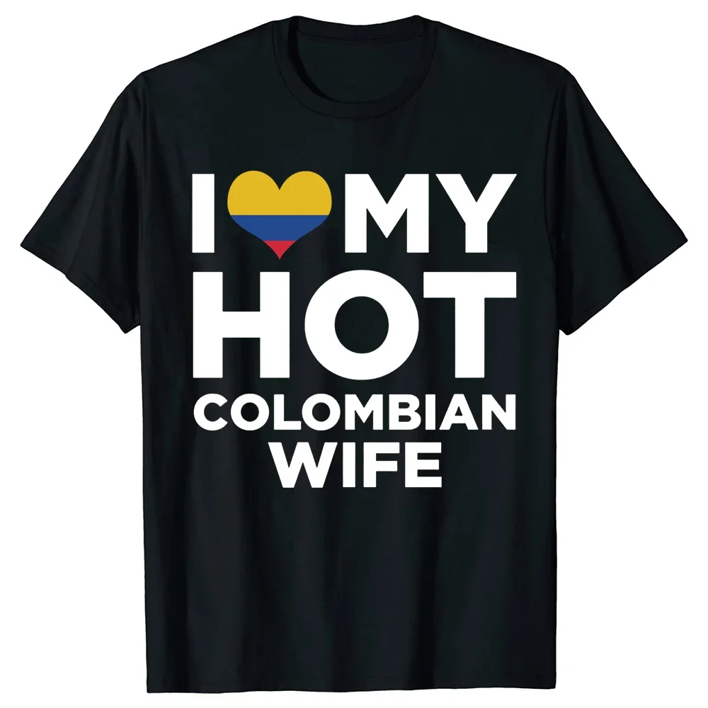 Graphic Cotton Streetwear Short Sleeve Birthday Gifts T-shirt Mens Clothing I Love My Hot Colombian Wife Colombia T Shirts