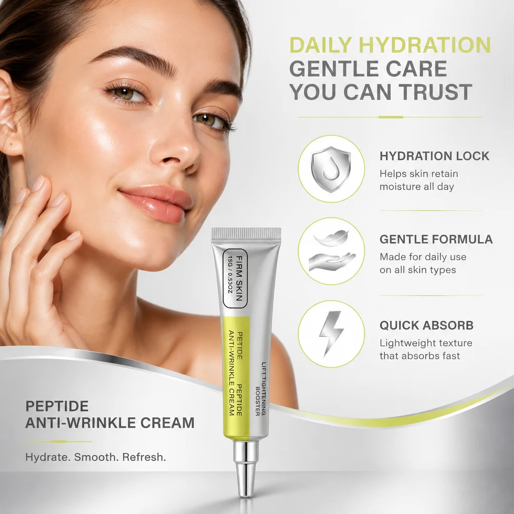 Retinol Peptide Skin Cream Face Moisturizer Gentle Daily Skin Care Lightweight Hydrating Cream Eye Face Neck Care Beauty 15g