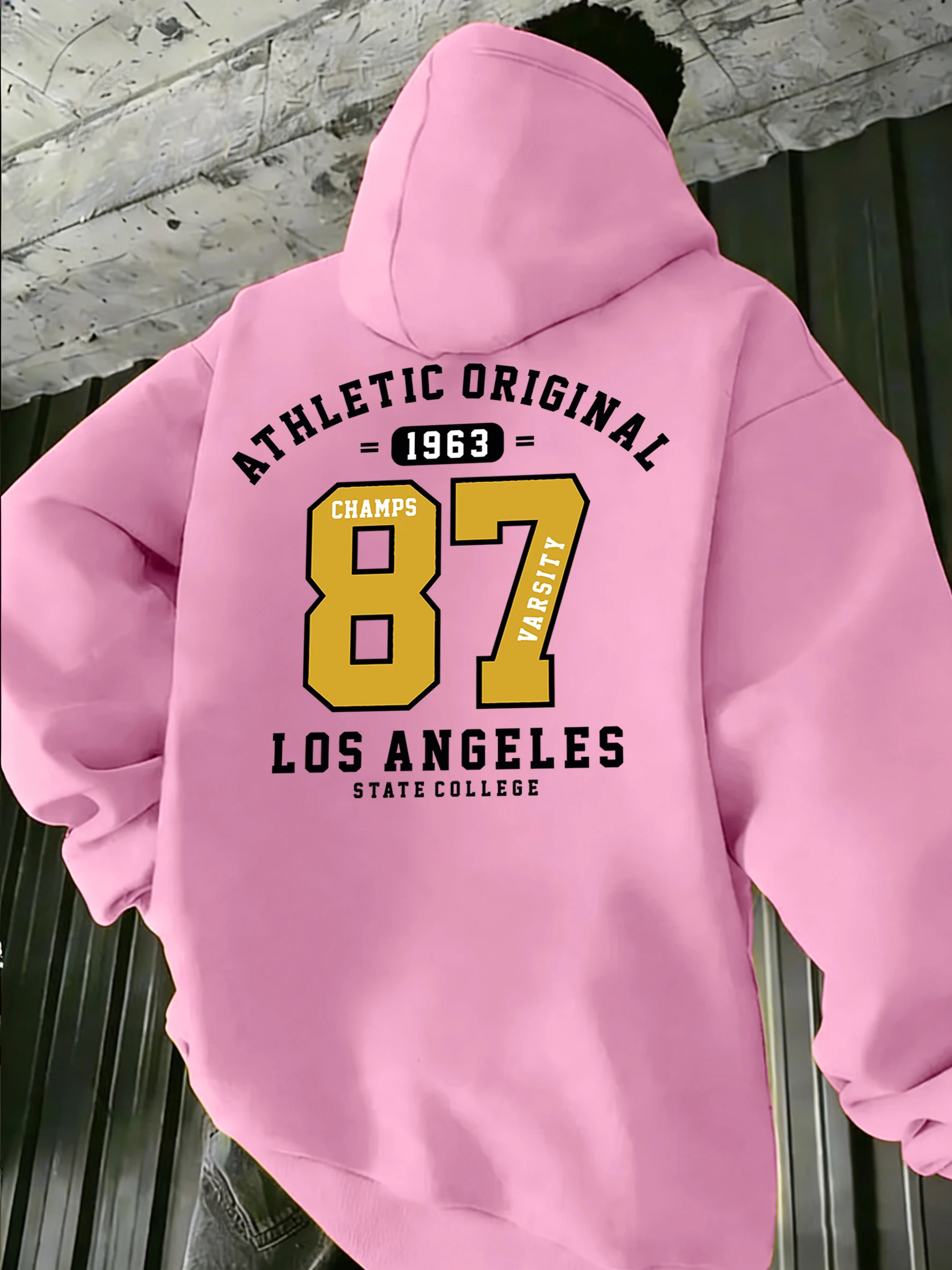

Спортивная толстовка с принтом Athletic Original Number 87 Los Angeles 1963, мужская спортивная уличная осенняя одежда, флисовая толстовка с карманами, универсальный топ