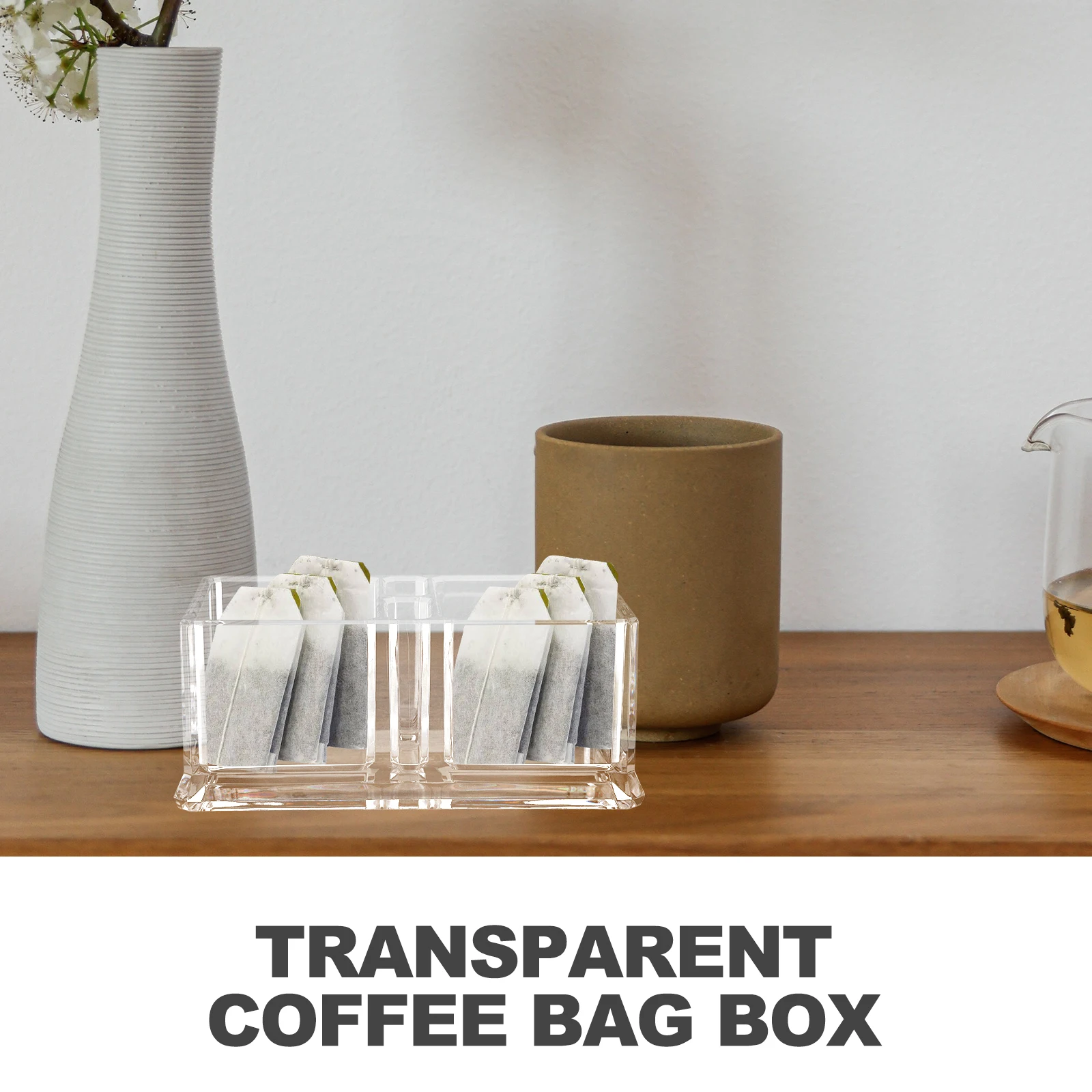 

Transparent Acrylic Tea Bag Storage Box Organizer for Kitchen Office Desktop Small Item Storage Holder