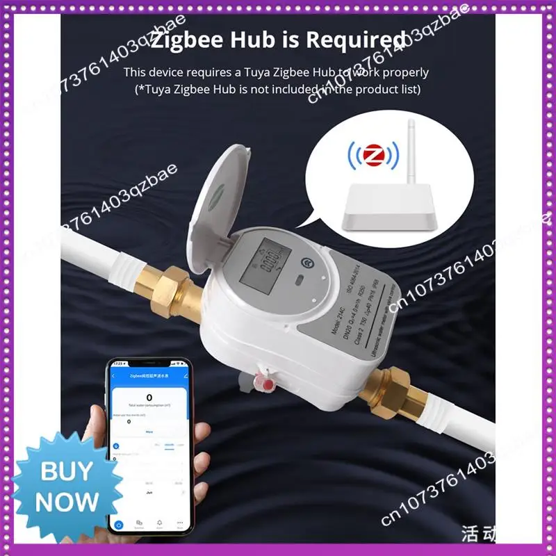 Medidor de agua ultrasónico Ltem Tuya Zigbee DN20 con válvula pantalla LCD cantidad de agua medidor de consumo de flujo IP68 impermeable