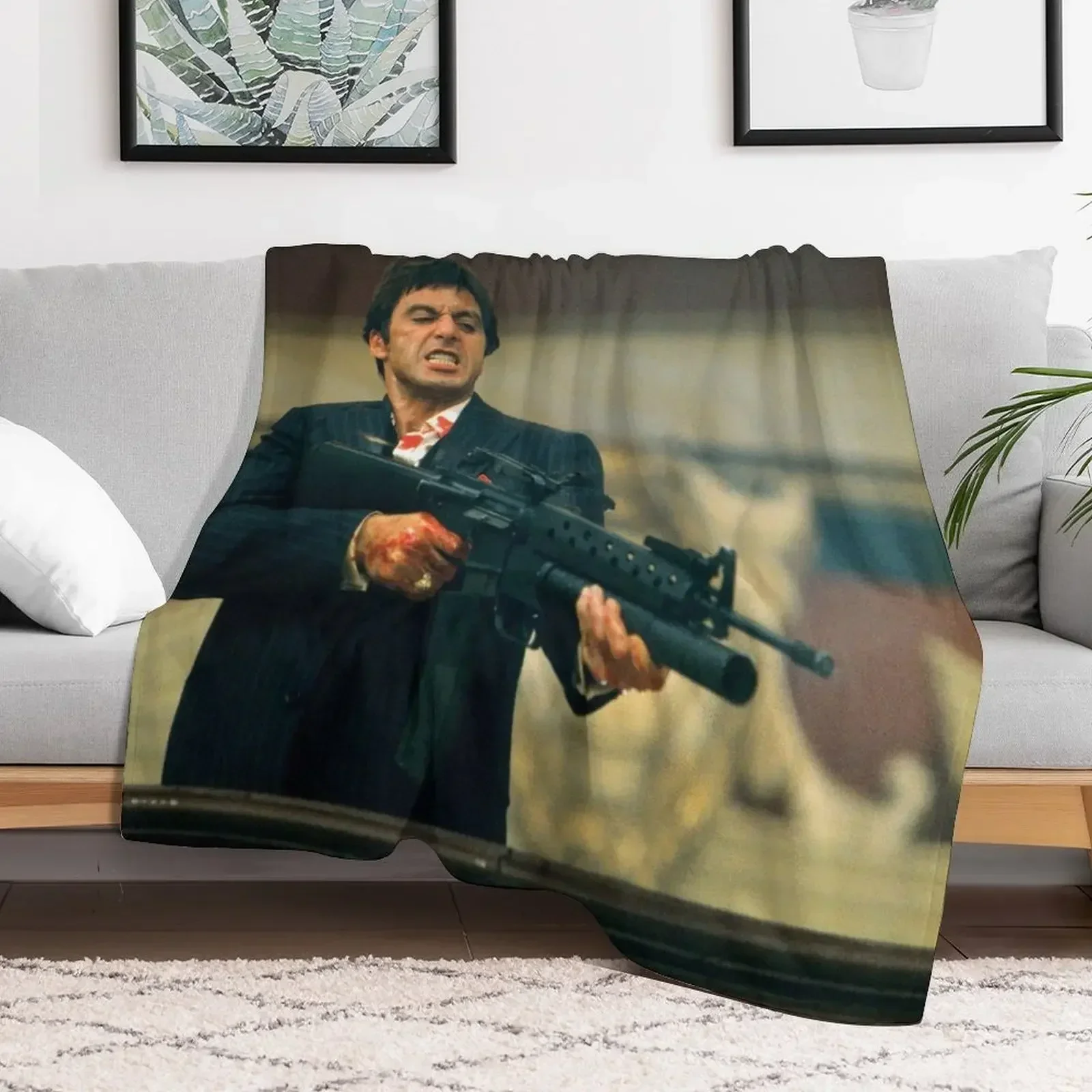 Scarface Throw Blanket for winter Soft Plaid Polar Blankets