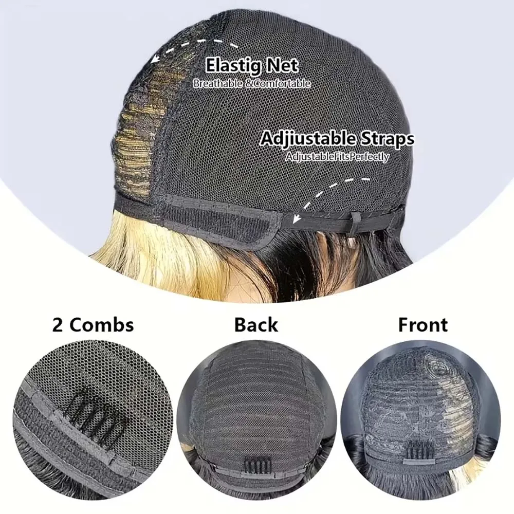 أومبير شقراء قصيرة عابث قطع شعر مستعار قصير شعر طبيعي مفرود الباروكات الشعر البرازيلي مع الانفجارات للنساء آلة صنع قصيرة الطبقات