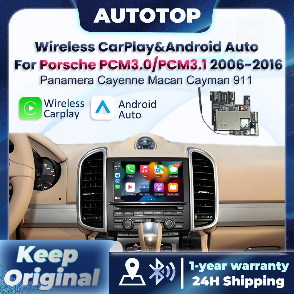 Module CarPlay Android Auto sans fil pour Porsche Boxster 911 Macan Cayman Cayenne Panamera PCM 3.0 PCM 3.1 2006-2016 avec interface BT MirrorLink Airplay