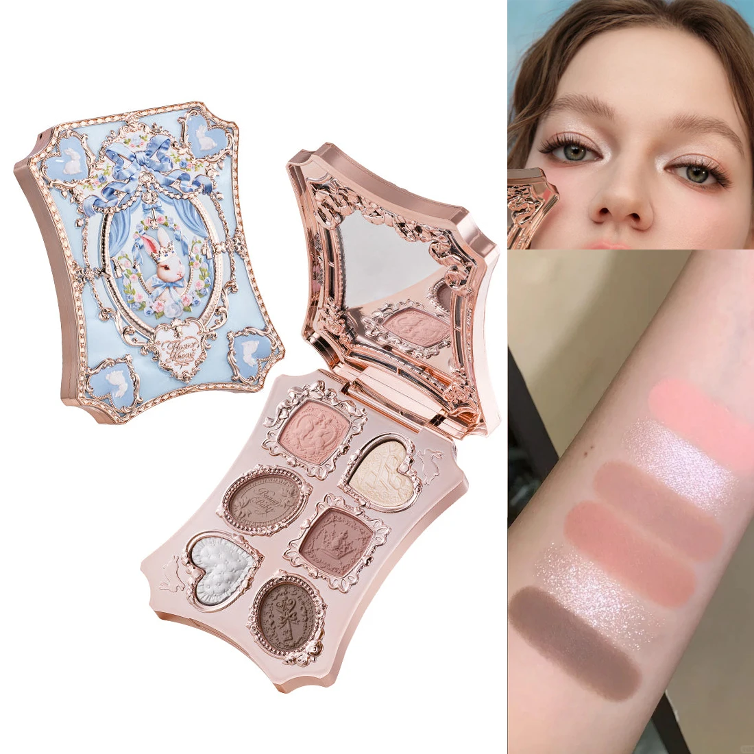 Flower Knows Swan Ballet 6 Color Eyeshadow Palette Matte Shimmer Pearl Glitter Waterproof Highly Pigmented Long Lasting Makeup image 3