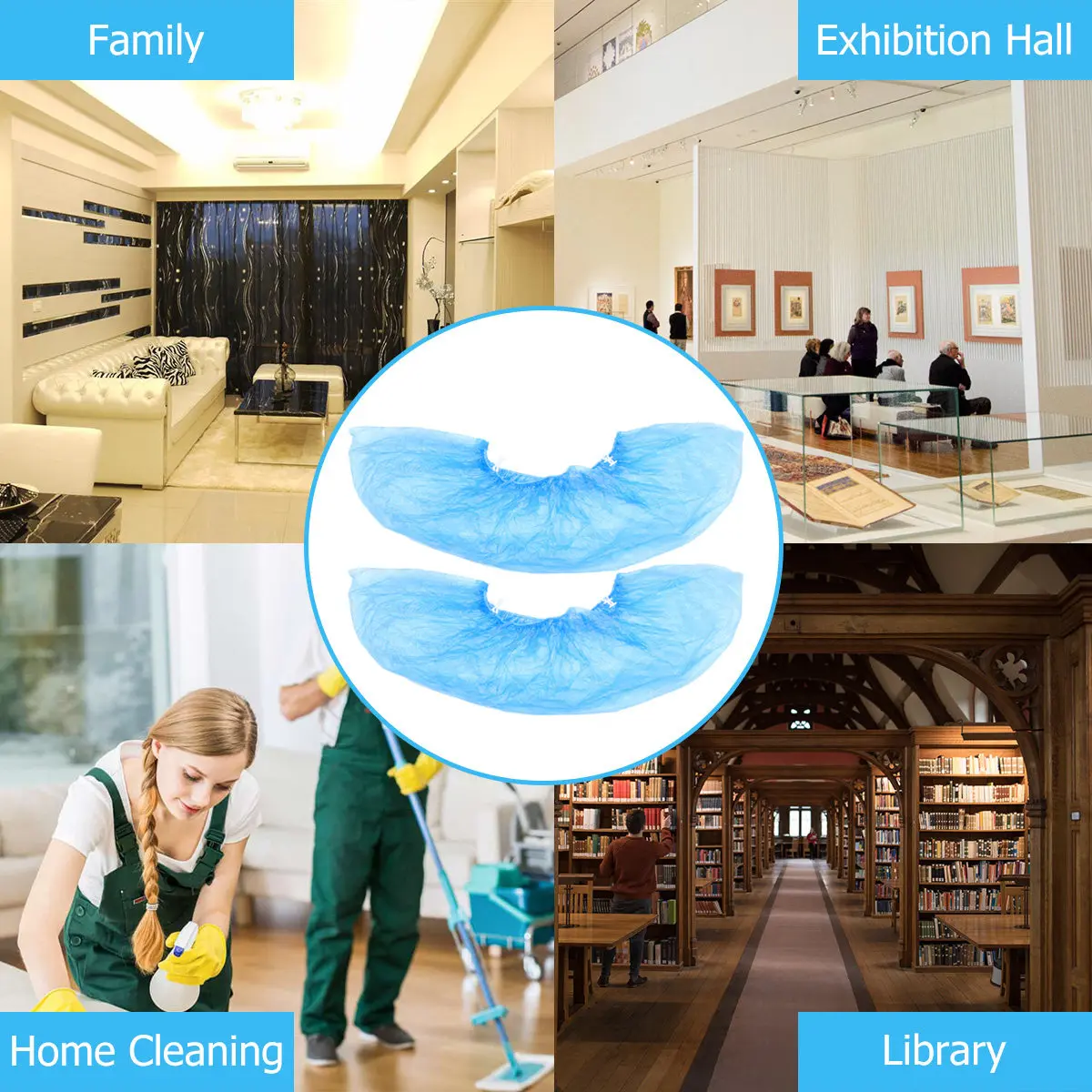 

100Pcs Pe Disposable Shoe Covers Anti-Slip Wearproof Easy Install for Shoe Cover Machines Suitable for Home Factory Cleanroom