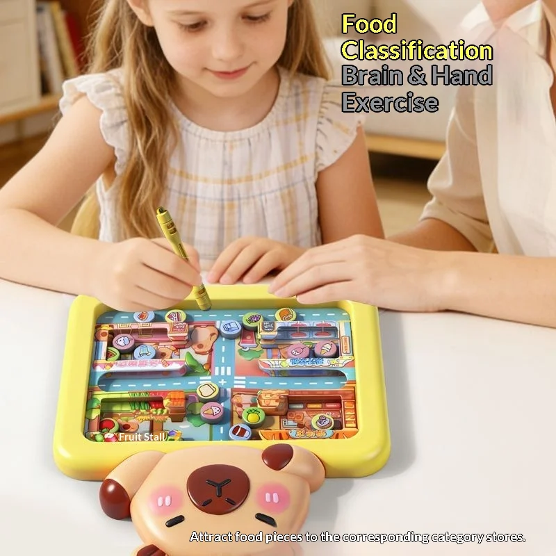 

Capybara Magnetic Sorting Maze Board Magnetic Pen Toy Cool Sport Shape Learning Game Reward Gift for Primary School Students Toy