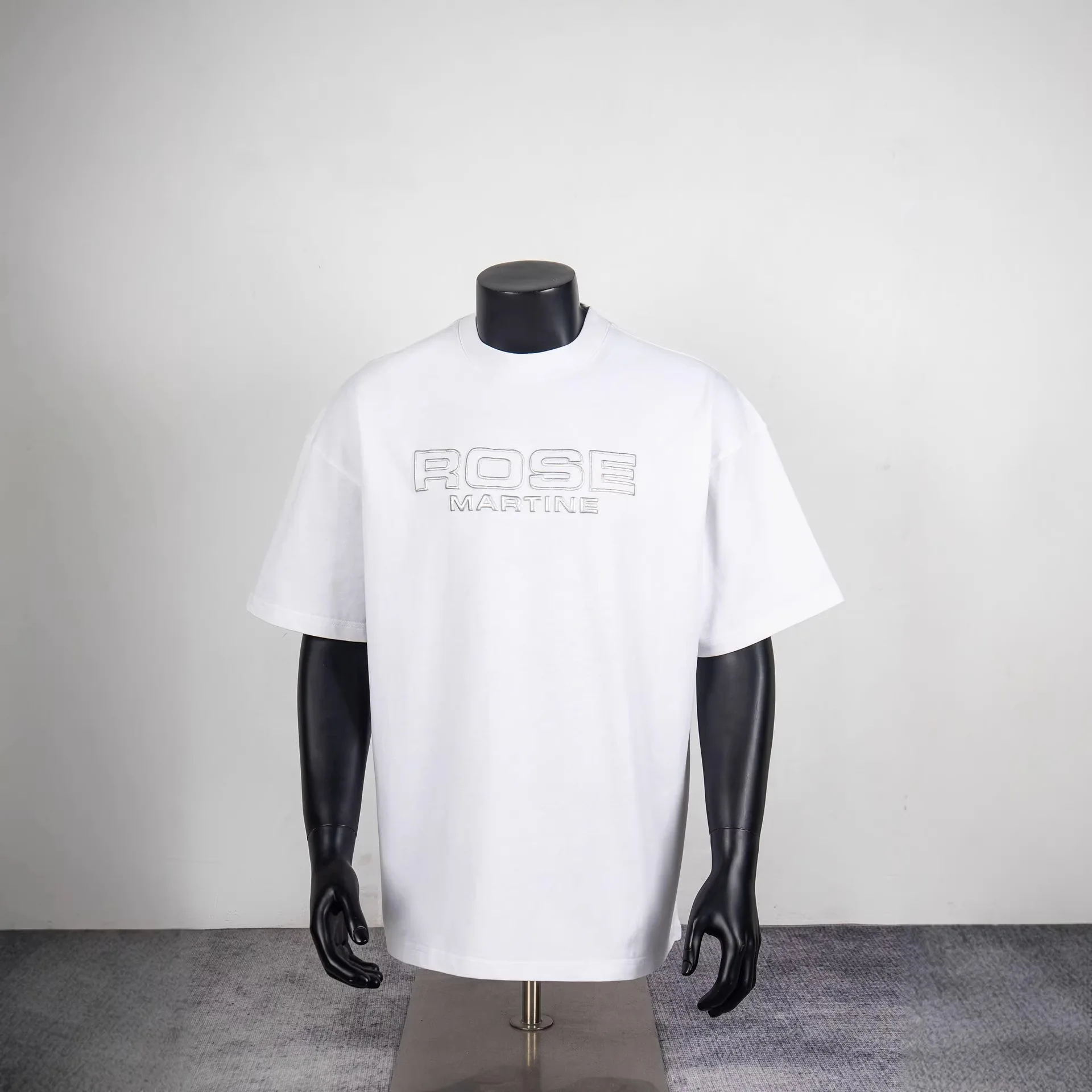 Martine Rose new metallic heat-pressed logo short-sleeved washed-out distressed casual loose