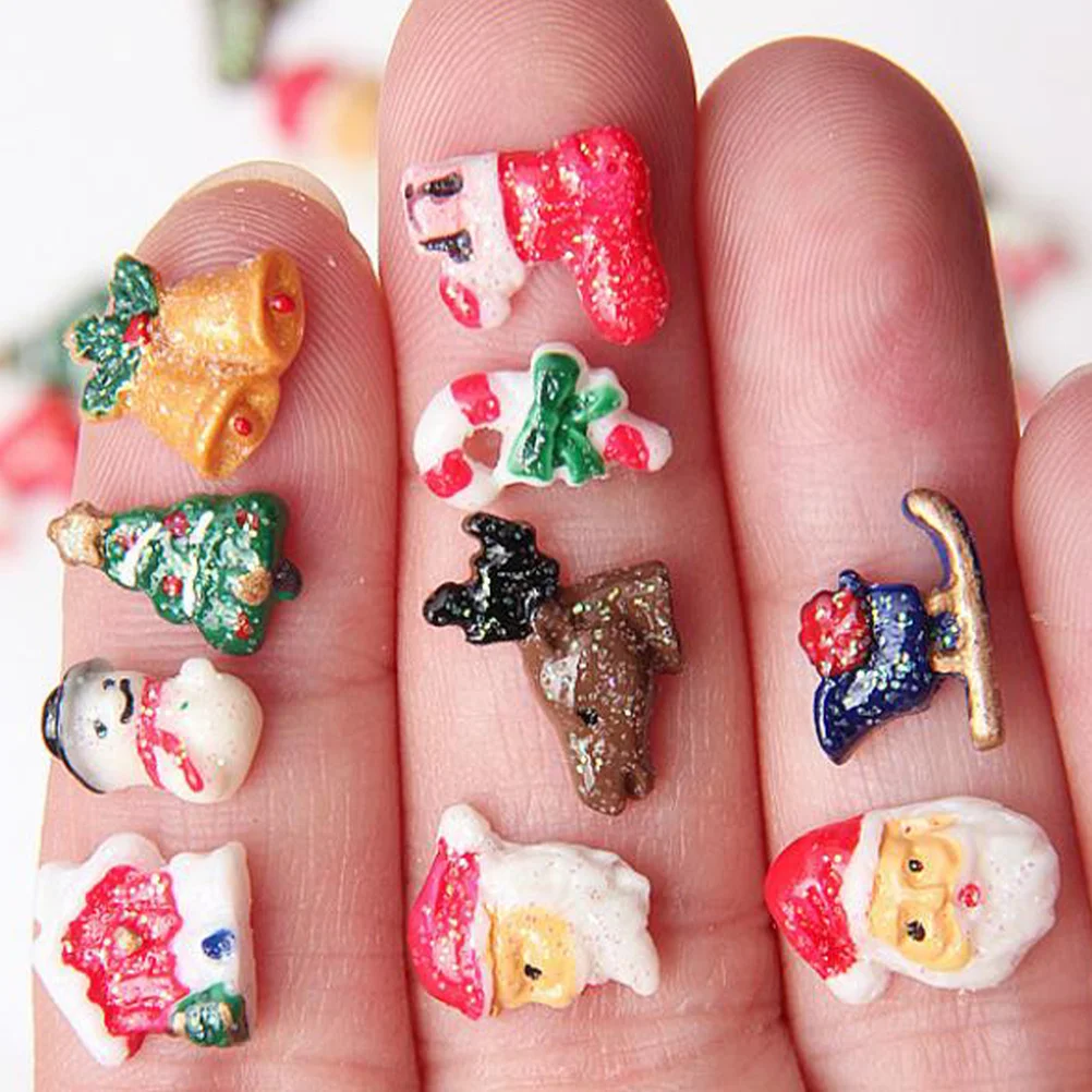 

50Pcs Nail Art Decors Resin Nail Charms DIY Manicure Accessories for Women Fashionable Fingernail Decorations Gift Idea