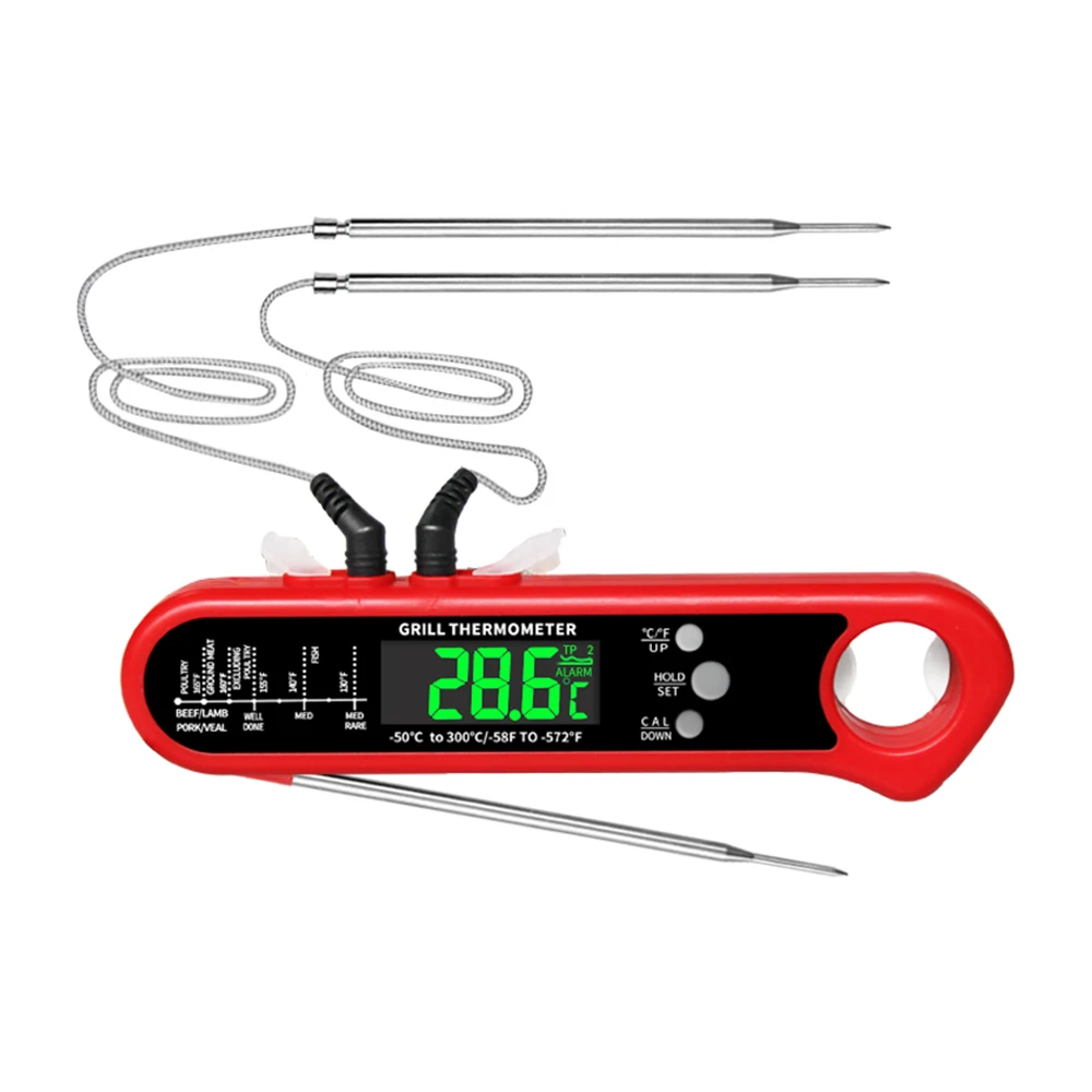 Oven Meat Safe Instant Read 2 in 1 Dual Probe Food Thermometer Digital with Alarm Function for Cooking BBQ Smoking Grilling