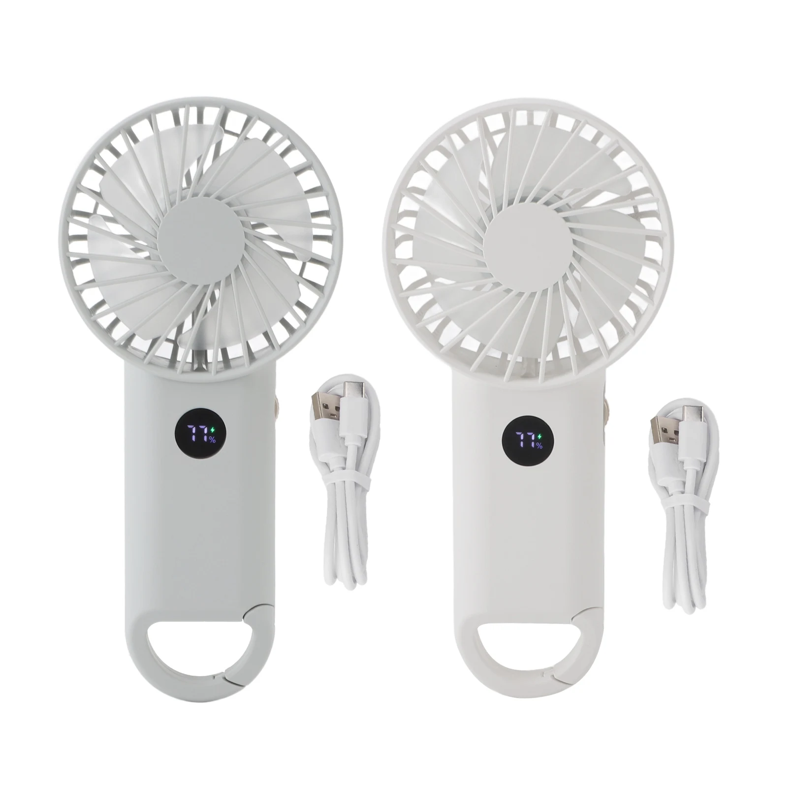 مروحة محمولة خفيفة الوزن وصامتة وشاشة رقمية ذكية ومروحة تبريد صغيرة قابلة لإعادة الشحن عبر USB للمنزل للأنشطة الخارجية