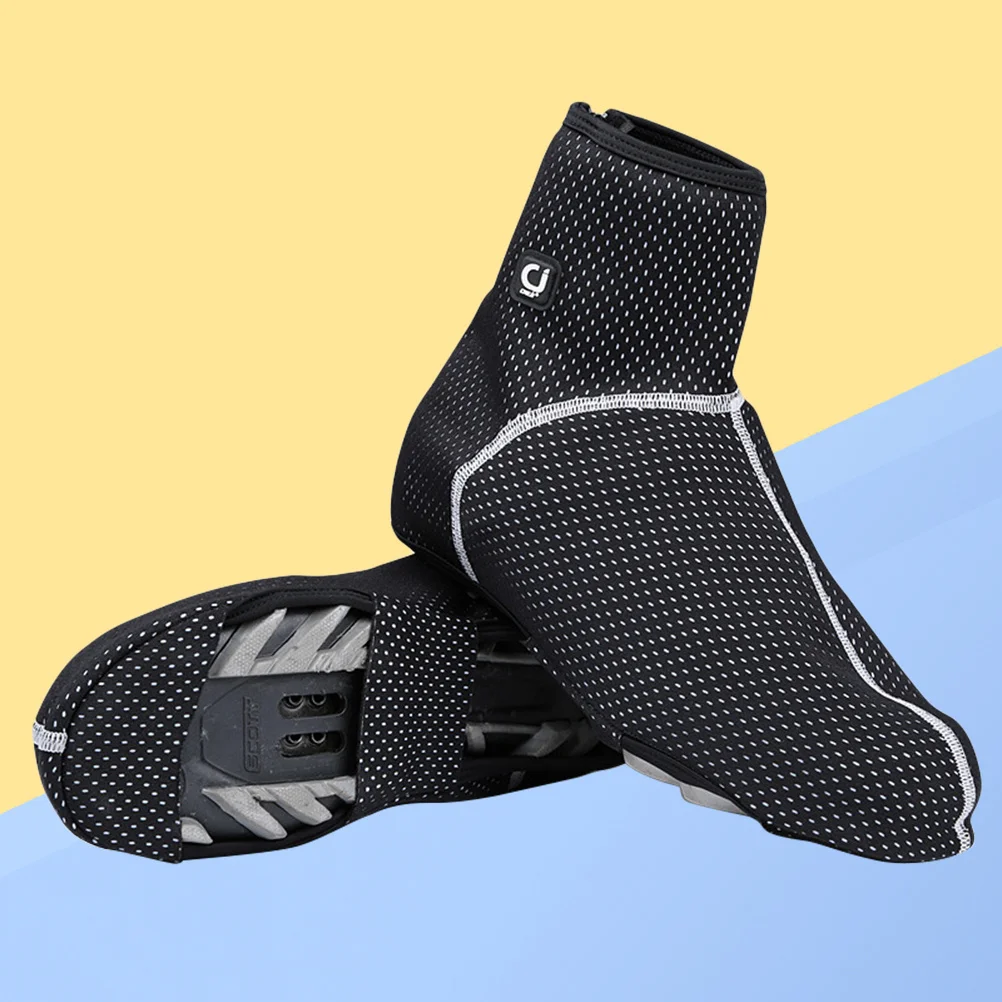 

1Pair Cycling Shoes Cover Windproof Thermal Anti-Slip Adjustable Zipper Design for Clip-in Road Riding Footwear Overshoes